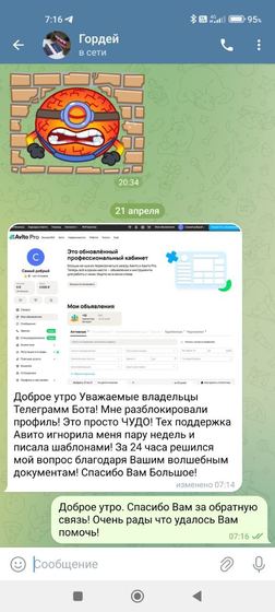 Скриншот переписки по подготовке претензии Авито — 7